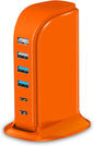Upoy Dual USB C Charger Block, Charging Station for Multiple Devices 45W Total, USB Tower Hub Travel Ready, 6 Ports Charging Blocks for Guest Room, Office, Desk