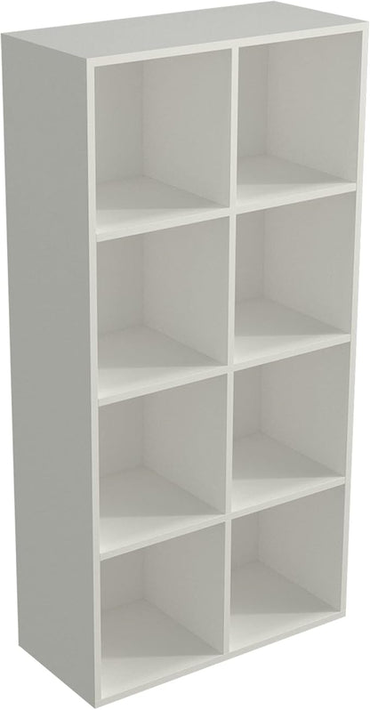 OSCHF 8-Cube Storage Shelf Bookcase - Wooden 4-Tier Floor Standing Open Bookshelf, Modern TV Stand up to 55 Inchs for Home and Office, Warm White