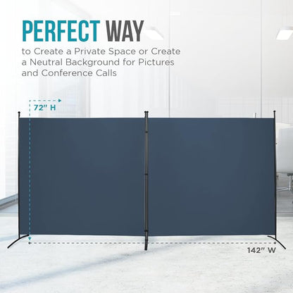 SteelAid Room Divider (Double Panel) – Folding Partition Privacy Screen for Office, Classroom, Dorm Room, Kids Room, Studio, Conference - 142" x 72" - Easy to Assemble, Freestanding & Foldable