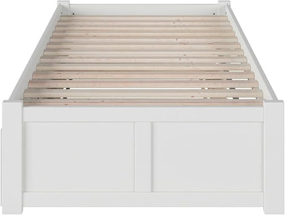 AFI Concord Twin Size Platform Bed with Footboard & Twin Trundle in White