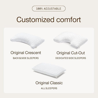 Coop Home Goods Original Adjustable Pillow, King Size Bed Pillows for Sleeping, Cross Cut Memory Foam Pillows - Medium Firm Back, Stomach and Side Sleeper Pillow, CertiPUR-US/GREENGUARD Gold