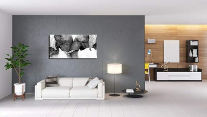 DZL Art D73062 Black and White Elephants Entwine Wall Art Canvas Painting Ready to Hang for Living Room Bedroom Office Wall Decor Home Decoration