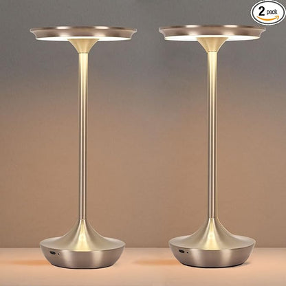 EJQ Cordless Table Lamp Rechargeable, 6000mAh Battery Operated LED Table Lights Outdoor Portable Touch Dimmable Table Lamp for Bedroom Patio Cofee Restaurant Dining Home Set of 2-Silver
