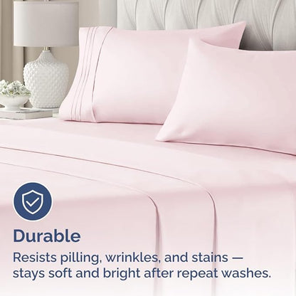 Queen Pillow Cases Set of 4 - Ultra Soft Hotel Quality Pillowcase Covers - Comfy, Cozy & Wrinkle Free - Shrinkage and Fade Resistant - Machine Washable Pillow Protectors - 4 Piece Set - Lavender Pink