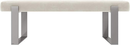 VANT Upholstered Bed Bench - Micro Suede Neutral Sand - Brushed Nickel - Contemporary Modern, Bedroom Bench Seat, Hallway, or Entryway