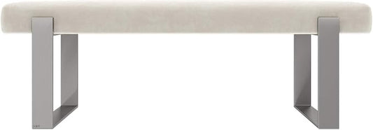 VANT Upholstered Bed Bench - Micro Suede Neutral Sand - Brushed Nickel - Contemporary Modern, Bedroom Bench Seat, Hallway, or Entryway