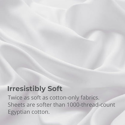 Cariloha Aloha Soft 4-Piece Sheet Set | White | Queen | Viscose Material | Allergy Resistant, Thermal-Regulating & Extra Soft