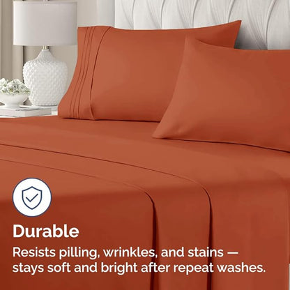 Queen Pillow Cases Set of 2 - Ultra Soft Hotel Quality Pillowcase Covers - Comfy Cozy Bedding for Women, Men, Kids & Teens - Machine Washable Pillow Protectors - 2 Pieces Set - Queen Size Terracotta