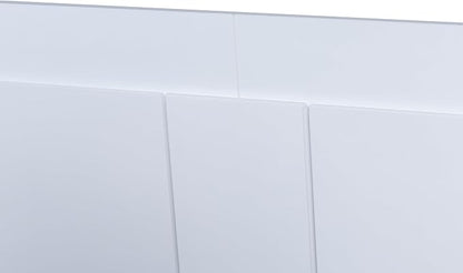 memomad Bali Slim Set: Storage Platform Bed with Drawers + Flat Panel Headboard (Queen Size, White Wood)