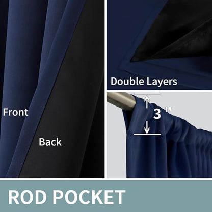 BGment Blackout Curtains for Bedroom 84 Inch Length, Full Room Darkening Thermal Insulated Soundproof Rod Pocket Living Room Window Curtains Drapes, 2 Panels, Each Narrow Panel 38 Inch Wide, Navy Blue