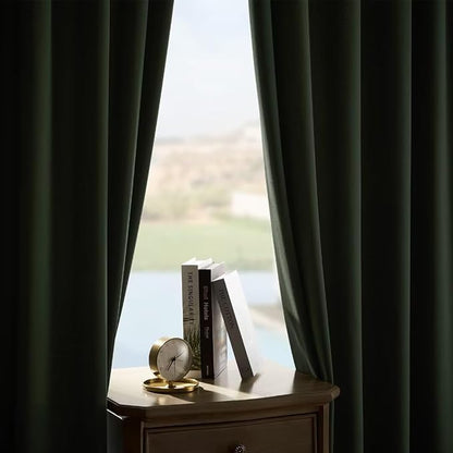 Joydeco Green Velvet Curtains 84 inch Length 2 Panels, Luxury Blackout Rod Pocket Thermal Insulated Window Curtains, Super Soft Room Darkening Drapes for Living Room Bedroom,W52 x L84 inches