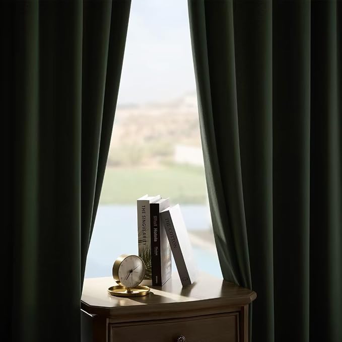 Joydeco Dark Olive Velvet Curtains 120 inch Length 2 Panels, Luxury Blackout Rod Pocket Thermal Insulated Window Curtains, Super Soft Room Darkening Drapes for Living Room Bedroom,W52 x L120 inches