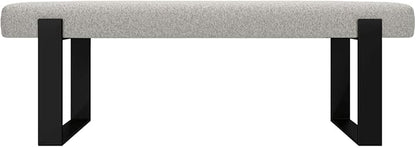 VANT Upholstered Bed Bench - Faux Merino Wool Grey - Matte Black - Contemporary Modern, Bedroom Bench Seat, Hallway, or Entryway