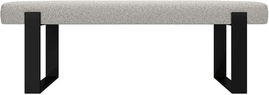 VANT Upholstered Bed Bench - Faux Merino Wool Grey - Matte Black - Contemporary Modern, Bedroom Bench Seat, Hallway, or Entryway