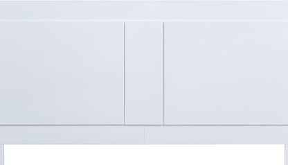 memomad Bali Slim Set: Storage Platform Bed with Drawers + Flat Panel Headboard (Queen Size, White Wood)