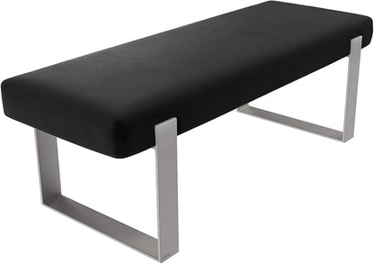 VANT Upholstered Bed Bench - Velvet Black - Brushed Nickel - Contemporary Modern, Bedroom Bench Seat, Hallway, or Entryway