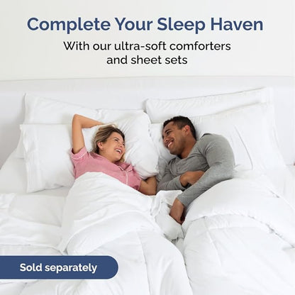 Wrap Around Dust Ruffle Bed Skirt - Denim Blue - for Queen Size Beds with 15 Inch Drop - Elastic Strap - Adjustable Pleated Bedskirt with Brushed Fabric and Wrinkle Free - For Women, Men, Kids & Teens