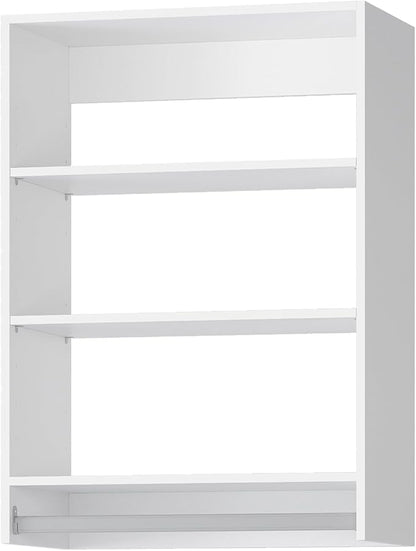 Medium Double Hanging Closet Unit, Modular Closet System, Wood Closet System Organizer with Storage for Walk In Closets, Clothing Rack Closet for Hanging Clothes, Bedroom, White, 19.5"W