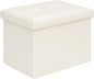 B FSOBEIIALEO Folding Storage Ottoman, Faux Leather Footrest Seat Coffee Table Toy Chest Kids, White 16.5"x12.6"x12.6"