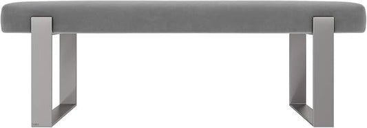 VANT Upholstered Bed Bench - Micro Suede Charcoal Grey - Brushed Nickel - Contemporary Modern, Bedroom Bench Seat, Hallway, or Entryway