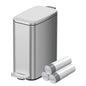 KUK Slim Bathroom Trash Can with Lid, 1.6 Gal / 6L Stainless Steel Small Garbage Bin with Detachable Inner Bucket, Step Pedal, Silent Close, Wastebasket for Toilet, Bedroom, Home, Office (Silver)