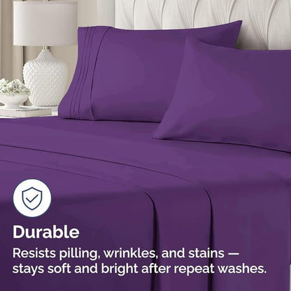 Standard Pillow Cases Set of 2 - Ultra-Soft Hotel Quality Pillowcase Covers - Comfy & Wrinkle Free - Stain and Fade Resistant - Machine Washable Pillow Protectors - 2 Piece Set - Standard Size Purple