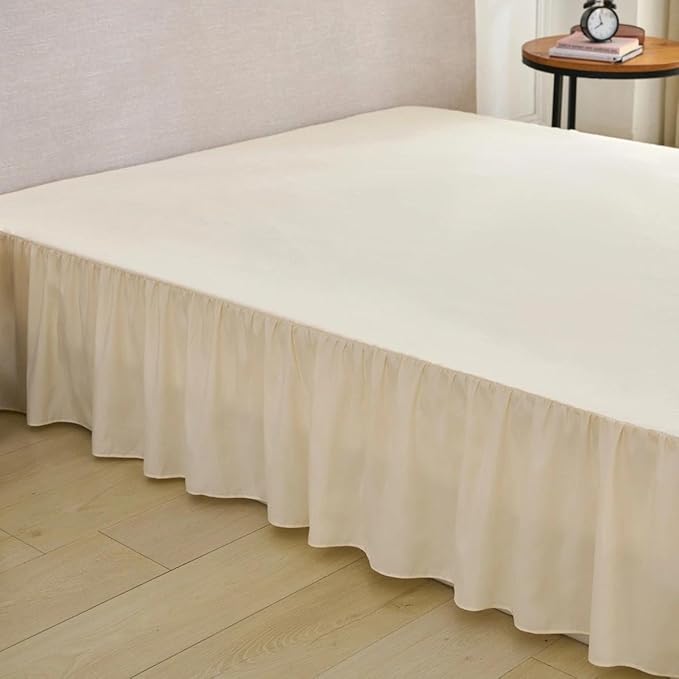 Bed Skirt Full Size Ruffled Bed Skirt with Split Corners, Full Bed Skirts 14 Inch Drop with Platform, 14'' Full, Beige