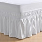 MIYE Striped Tufted Bed Skirt - Wrap Around Dust Ruffle with Elastic Belts - 15 Inch Drop Easy to Put On - Bedskirt Machine Washable ＆ Wrinkle Resistant(Striped/White, Full/Twin-15 Drop)