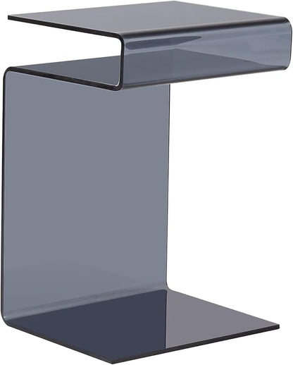 Glass Nightstand,Side Table,S-Shaped End Table for Living Room,Bedside Table for Bedroom (Grey)