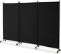 GOFLAME 3 Panel Folding Room Divider, 6FT Rolling Privacy Screen with Lockable Wheels, Portable Room Partition Screen, Freestanding Wall Divider and Separator for Home Office, Black