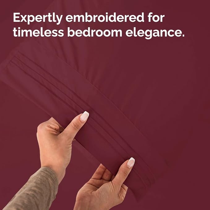 King Pillow Cases Set of 10 - Ultra Soft Hotel Quality Pillowcase Covers - Comfy & Wrinkle Free - Shrink, Stain & Fade Resistant - Easy-Care, Machine Washable Pillow Protectors - 10 Pcs Set - Burgundy