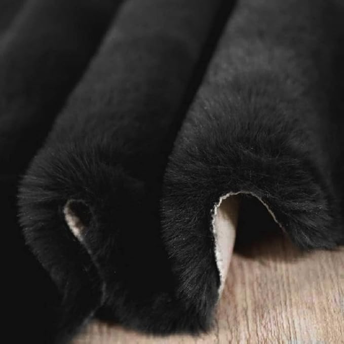 Faux Bunny Fur Rug Plush Area Rugs Machine Washable Black 4x6 Shag Area Rug for Bedroom Faux Sheepskin Rug for Living Room