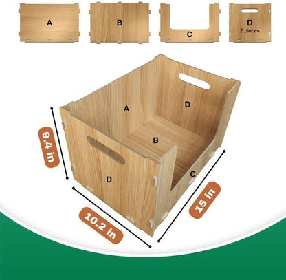 TidyFriend Wooden Stackable Storage Bins for Pantry, 4 Pack Stackable Bins For Organizing Food, Kitchen, and Bathroom Essentials (Wood)