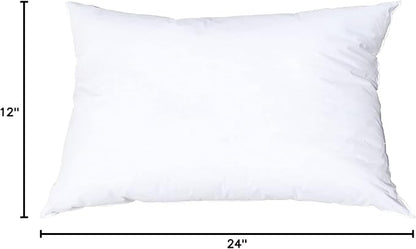 Pillowflex Synthetic Down Pillow Insert - 12x24 Down Alternative Pillow, Ultra Soft, Large Rectangle, Lumbar, Travel, Neck, Sleeping Pillow - 1 Decorative Pillow Form
