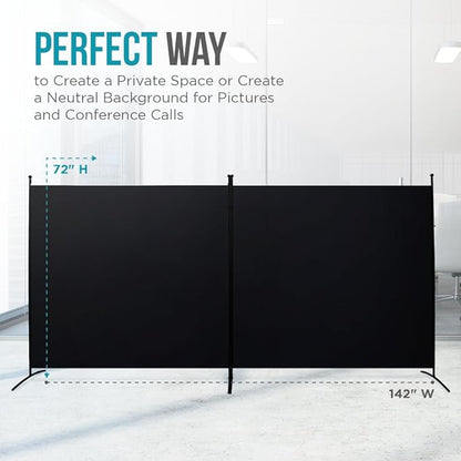 SteelAid Room Divider (Double Panel) – Folding Partition Privacy Screen for Office, Classroom, Dorm Room, Kids Room, Studio, Conference - 142" x 72" - Easy to Assemble, Freestanding & Foldable