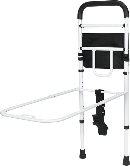 Vaunn Medical New Adjustable Bed Assist Rail Handle (Passed ASTM F3186–17 Safety Standard) and Hand Guard Grab Bar, Bedside Safety and Stability (Tool-Free Assembly)
