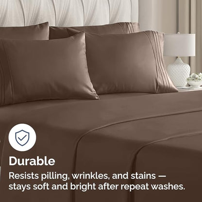 Queen Pillow Cases Set of 10 - Ultra Soft Hotel Quality Pillowcase Covers - Comfy & Wrinkle Free - Shrink, Stain and Fade Resistant - Easy-Care, Machine Washable Pillow Protectors - 10 Pcs Set - Brown