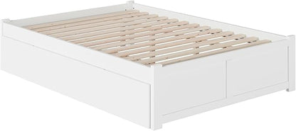 AFI Concord Queen Size Platform Bed with Footboard & Twin XL Trundle in White