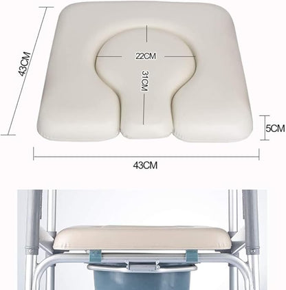 MUUL-WHCH Commode Seat Cushion, White U Shape Padded Cushion for Bedside Commodes, Chair, Shower Wheelchair