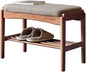 Solid Wood Shoe Bench, Shoe Rack Bench Assembled with Gray Cushion for Entryway, Hallway, Bedroom, Living Room, 11.8" x 23.6" x 16.5", Beech Wood, Walnut