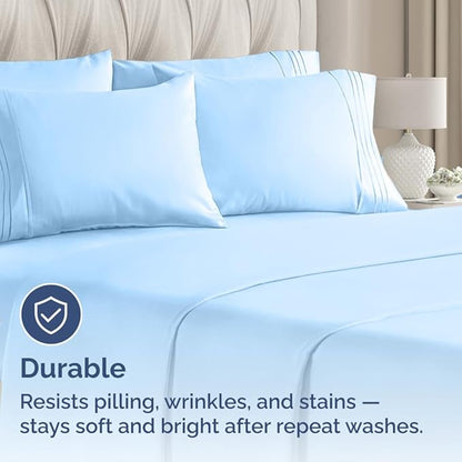 King Pillow Cases Set of 8 - Ultra Soft Hotel Quality Pillowcase Covers - Comfy. Cozy & Wrinkle Free - Shrink, Stain and Fade Resistant - Machine Washable Pillow Protectors - 8 Piece Set - Light Blue