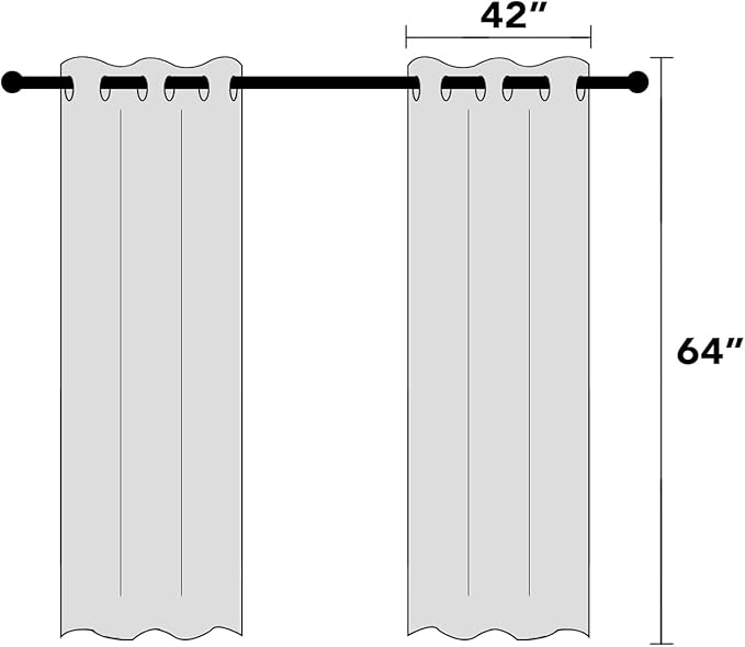 PrinceDeco Linen Texture Curtains Full Blackout Curtains 64 inch Long 2 Panels Set Anti-Rust Grommet Grey Linen Curtains Vertical Drapes Privacy for Bedroom Living Room，42 X 64 Inch, Glacier Grey