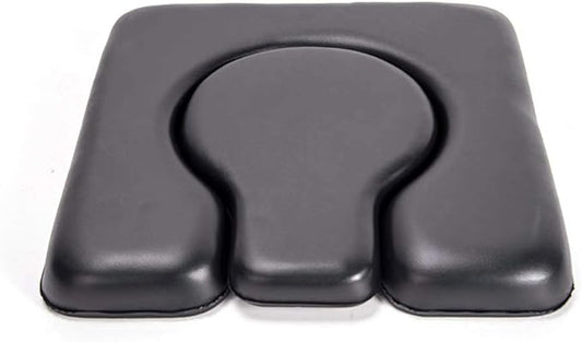 MUUL-WHCH PU Commode Seat Cushion, Black Padded Cushion for Bedside Commodes, Chair, Shower Wheelchair, C Shape