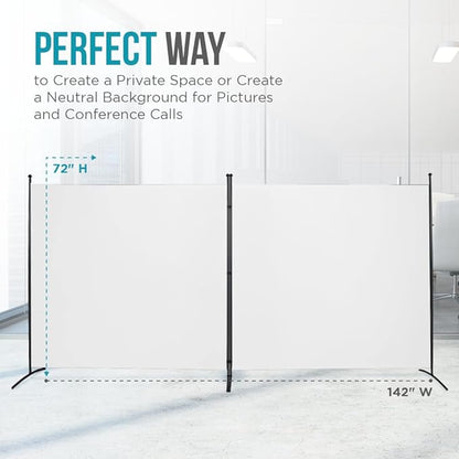 SteelAid Room Divider (Double Panel) – Folding Partition Privacy Screen for Office, Classroom, Dorm Room, Kids Room, Studio, Conference - 142" x 72" - Easy to Assemble, Freestanding & Foldable