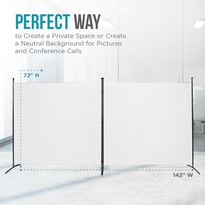 Steel-AID Triple-Panel Privacy Room Divider – Folding Partition Privacy Screen for Office, Classroom, Dorm Room, Kids Room, Studio, Conference - 216" x 72" - Easy to Assemble, Freestanding & Foldable