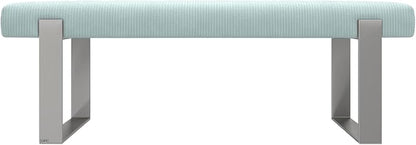 VANT Upholstered Bed Bench - Ribbed Iceland Blue - Brushed Nickel - Contemporary Modern, Bedroom Bench Seat, Hallway, or Entryway