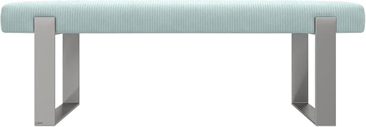 VANT Upholstered Bed Bench - Ribbed Iceland Blue - Brushed Nickel - Contemporary Modern, Bedroom Bench Seat, Hallway, or Entryway