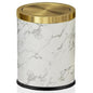 4 Gallon Bathroom Trash Can with Swing Lid, White Gold Garbage Can, White Marble Leather Waste Basket, for Bedroom Kitchen Powder Room (Marble)