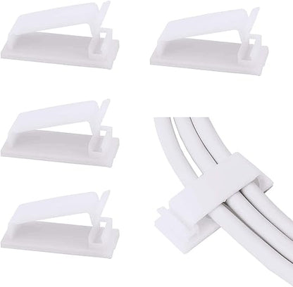 SOULWIT® 50 x Self-Adhesive Cable Management Clips for USB Cable TV, Charger, Audio, Wire Clamp for Table, Car, Office, Home