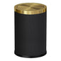 2.4 Gallon Bathroom Trash Can with Lid, Pu Leather Modern Garbage Can, Round Decorative Waste Basket, for Near Desk, Powder, Bedroom, Hotel, Office, Home (9L-Checked Black)